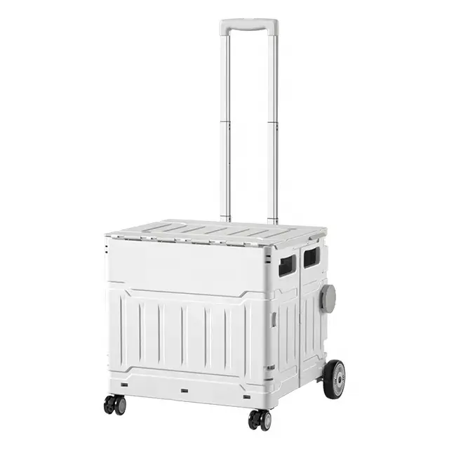 Anjuny Plastic Trolley 4 wheel Foldable Trolley Eco-friendly Shopping Carts Folding Grocery Shopping Cart