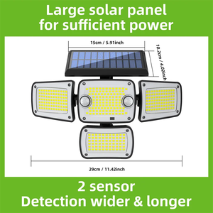 Solar Flood <b>Lights</b> Dual <b>Motion</b> <b>Sensor</b> Security Outdoor Adjustable Garden Wall for Patio Garage Porch FX-035 Garden Security Ligh - Product Image 4