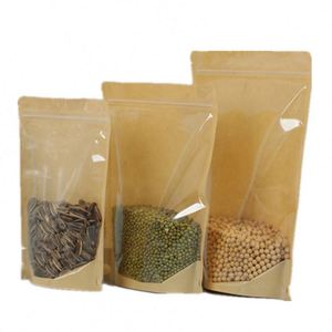 Sacs Doypack en papier kraft transparent avec fermeture éclair, format 15x22cm, pour promotion, vente en gros - Product Image 1