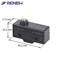 Microinterruptor de Plástico SPDT Modelo Básico RZ-15GD-B3 con Resorte Corto, 15A 250VAC, Certificado CE