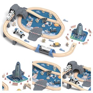 Juego de Vías de Tren de Madera, Juguete de Tren Eléctrico de Madera para Niños, Venta Exitosa - Product Image 2