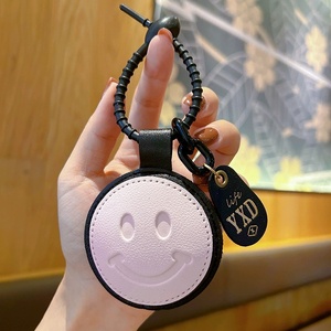 High Quality Holiday Souvenir Eco-Friendly Car <b>Keyring</b> Business Gifts Girls Shoulder Bag Charms Soft PU Leather Smile Keychains - Product Image 3