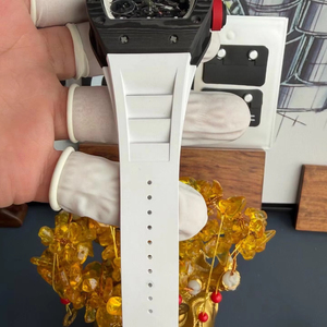 Reloj Mecánico Casual de Estilo Urbano con Esfera Hueca y Correa de Goma Blanca, Reloj de Pulsera de Lujo para Hombre - Product Image 6