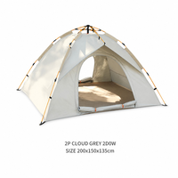 Tente Dôme Grise 1-2 Personnes Instantanée Pop-up Revêtement Argenté 2 Portes Imperméable Camping Extérieur