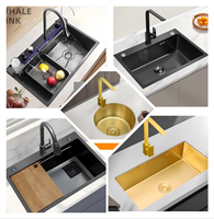 Évier de cuisine moderne en acier inoxydable chromé de luxe, double bac ou simple bac, à encastrer sous plan, avec design cascade