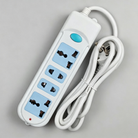 Regleta de Enchufes Universal para Uso Industrial y Doméstico con 6 Tomas de Corriente Alterna, Cable de 2 m, Puertos de Carga USB, IP22, 110-250 V