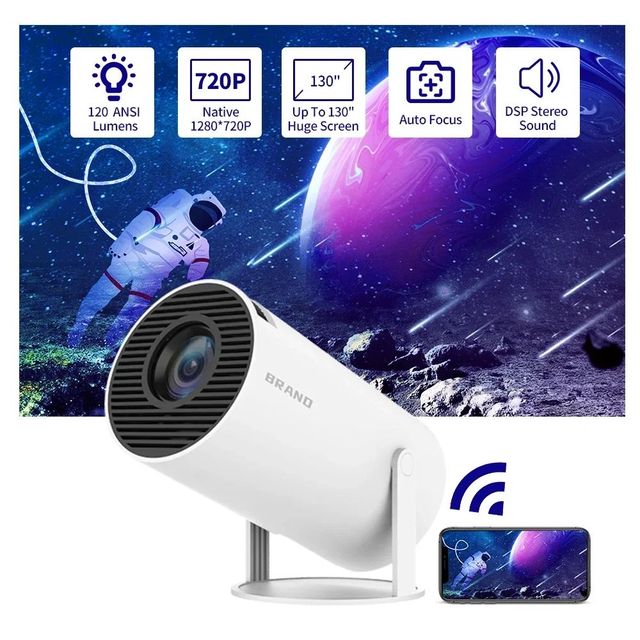 HY300 Pro Mini Projector Android 11 Smart Home Cinema 180 Degree Rotation 4K Supported 200 Lumens Dual WiFi Portable