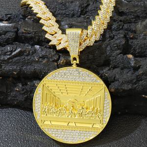 <span class=keywords><strong>Collier</strong></span> chaîne cubaine avec pendentif rond 3D en forme de losange, style hip-hop, avec <span class=keywords><strong>perle</strong></span>, pour enfants, vente chaude transfrontalière pour <span class=keywords><strong>SHEIN</strong></span> - Product Image 6