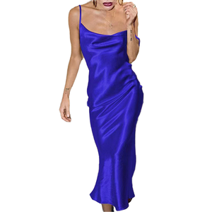 Cheap <span class=keywords><strong>De</strong></span> Mujer Ropa <span class=keywords><strong>de</strong></span> moda Vestidos <span class=keywords><strong>Dama</strong></span> Satin Suspender Leaky Back Sexy Dress Nightclub Night Dress Vestidos Mujer - Product Image 3