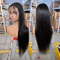 Perruque Lace Front 40 pouces pré-plumée 13x4/13x6 HD, cheveux brésiliens Remy, densité 150%, ondulation lisse et soyeuse, marque FOXEN