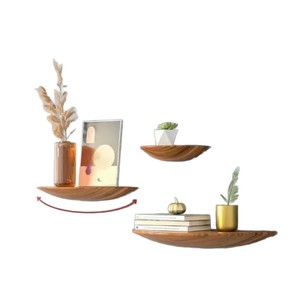 Cross-border wooden wall-mounted semi-circular <b>shelf</b>, wall storage <b>rack</b>, Nordic style entryway <b>shelf</b>, background wall decoration - Product Image 5