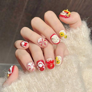 Diseño # 3370 <span class=keywords><strong>Uñas</strong></span> Postizas de Año Nuevo Chino, Alta Calidad, 3D, <span class=keywords><strong>León</strong></span> Danzante, Dios del Dinero, Adornos para <span class=keywords><strong>Uñas</strong></span>, <span class=keywords><strong>Uñas</strong></span> Postizas de Lujo Hechas a Mano - Product Image 2