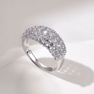 Bague de fiançailles et de mariage Dylam Sparkle Design en argent S925 plaqué rhodium, large, multicouche, avec zircone cubique 5A - Product Image 6
