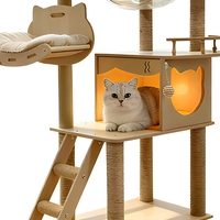 Arbre à chat moderne et classique de luxe en bois écologique, tour griffoir de 140 cm de haut, centre d'activités multi-niveaux pour animaux de compagnie, grand format en carton