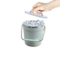 Seau à glace en acier inoxydable avec logo personnalisé, double paroi isolée sous vide, refroidisseur de boissons avec couvercle transparent, portable pour bar, pique-nique