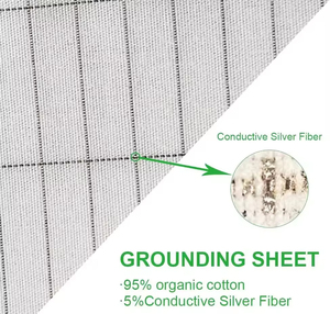 10% in pura fibra d'argento 90% cotone organico messa a terra lenzuolo di medie dimensioni letto matrimoniale morbido messa a terra a terra lenzuolo grigio - Product Image 6