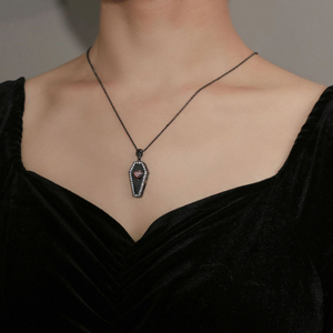 Collar con Colgante de Corazón en Forma de Costilla Negra, Plata de Ley, Estilo Gótico, Calavera, <span class=keywords><strong>Esqueleto</strong></span>, Cadena de Halloween para Mujeres y Niñas - Product Image 3