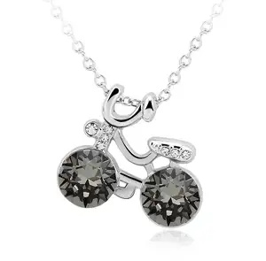 10783 Schattige Fiets Strass Oostenrijkse Kristallen Vergulde Hangende Ketting Trendy Cadeau Fijne Sieraden Ketting