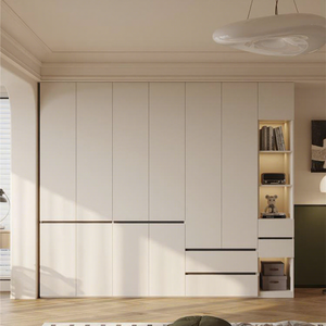 Armario de Madera Maciza Huide Color Crema, Puerta con Bisagras sin Tiradores, Almacenamiento para Dormitorio, Gran Capacidad, Nuevo Diseño 2024 - Product Image 1