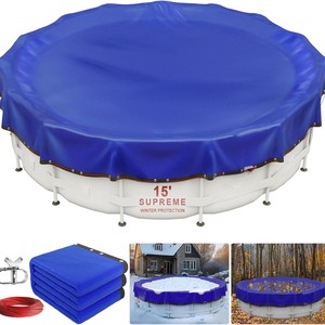 Round Pool Cover 180g Blue Silver Durable <b>Waterproof</b> Sunproof Dustproof For Outdoor Use - Product Image 2