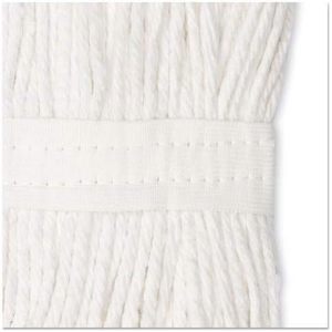 Têtes de balai serpillère humide Boardwalk 224CCT Premium à extrémité coupée, 24 oz, en coton, rectangulaires, pour balai essoreur, avec panier en plastique blanc, enveloppement manuel, pour la maison - Product Image 5