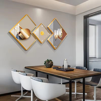Tableau abstrait en porcelaine cristalline avec horloge, cadre luxueux et atmosphérique, décoration murale pour salle à manger, décoration intérieure.