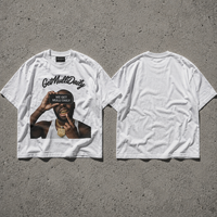 T-shirt imprimé DTG 100 % coton épais, personnalisé, streetwear homme, tee-shirt graphique oversize, col rond, manches courtes, blanc, été