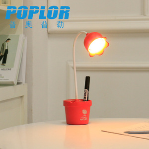 Lampe de bureau LED Poplor 5W à commande tactile, intensité réglable, alimentée par batterie, avec porte-stylo et support pour téléphone, pour l'étude des étudiants - Product Image 3