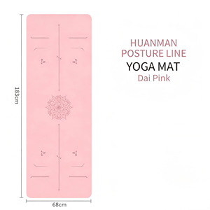 Tapis de studio professionnel écologique en caoutchouc naturel PU de 5 mm d'épaisseur, antidérapant, extra large (68 cm), avec lignes de calibration pour le yoga - Product Image 6