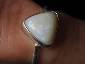Australian Solid <b>Opal</b> 10x10mm Multi Fire Bezel Setting <b>Ring</b>-<b>Silver</b>-October Birthstone-5 US Size-Handmade Classic Wedding - Product Image 2