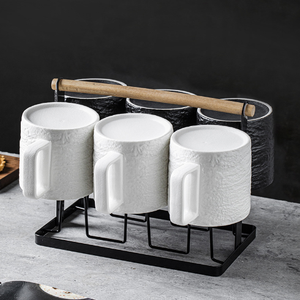 แก้วเซรามิกสีดำขาวลายหินหรูหราแบบมืออาชีพสั่งทำพิเศษสำหรับคู่รัก - Product Image 4