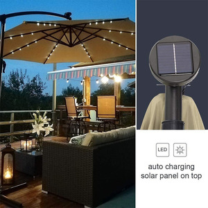Parasol LED solaire en alliage d'aluminium à ouverture manuelle, design moderne pour jardin, cour et stand - Product Image 2