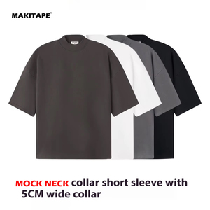 Camiseta Casual Extra Grande para Hombre RQ031, 100% Algodón, Cuello Redondo Simulado, Manga Corta, Hombros Caídos, Estilo Minimalista, Color Sólido - Product Image 2