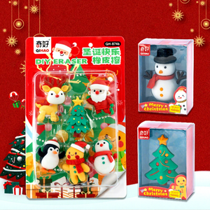 Gomme à effacer en forme de sapin de Noël, dessin animé, amovible et nettoyable, moins abrasive, papeterie pour enfants - Product Image 1