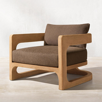 Chaise de salon de style nordique moderne, best-seller, légère, durable, en teck massif, imperméable, avec éponge haute densité