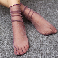 Chaussettes tube pour femmes, mode, transparentes, soyeuses, bas pour femmes, lurex, scintillantes, chaussettes transparentes à paillettes