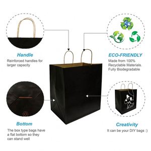 Black Kraft Paper <b>Bags</b> with Twisted Handles 14x10x15.75 Inches - Product Image 3