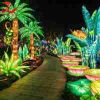 Décoration de thème Forêt tropicale, sculpture lumineuse personnalisée pour parc nocturne, lanterne de décoration interactive