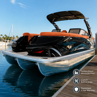 Bateau ponton de luxe Kinocean pour 12 personnes, bateau familial pour fêtes avec table de salon, console et écran pour les loisirs nautiques