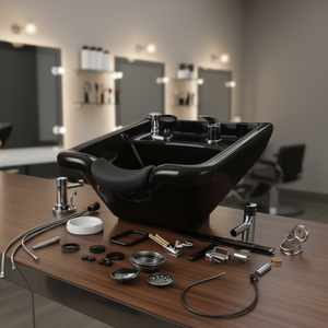 Bac à shampoing de salon en plastique ABS noir avec fonction de mélange de couleurs pour coiffeurs et équipement de beauté spa - Product Image 2