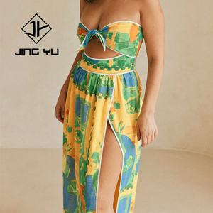 Vestido Casual de Verano para Mujer, Estilo Hawaiano, Estampado, con Diseño de Nudo en el Pecho, Vestido Bohemio de Playa - Product Image 5