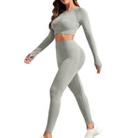 Ensemble de yoga pour femmes, leggings à manches longues, ensemble de fitness pour la salle de sport, vêtements de course, survêtement, tenue de sport, vêtements de yoga push-up