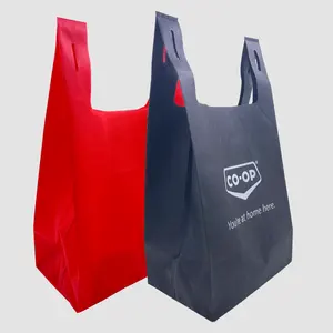 Offre Spéciale Logo personnalisé imprimé sac non tissé pliant Shopping Pp Non tissé sac fourre-tout recyclable non tissé boutique sac fourre-tout 16*22