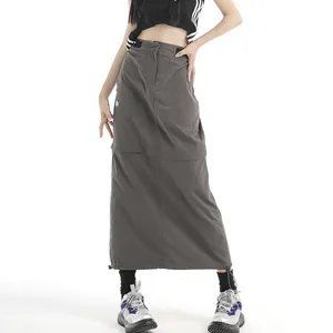 Custom 2000S Y 2K Multi Pocket Cargo Parachute Streetwear Cool Girl Rok Afneembaar Midi Naar Mini Wrap Damesrokken