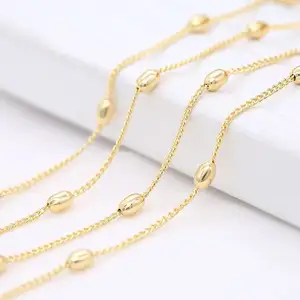 B850 Top quality copper beads chain 3*5mm gold ball chain sweater chain jewelry diy for necklace