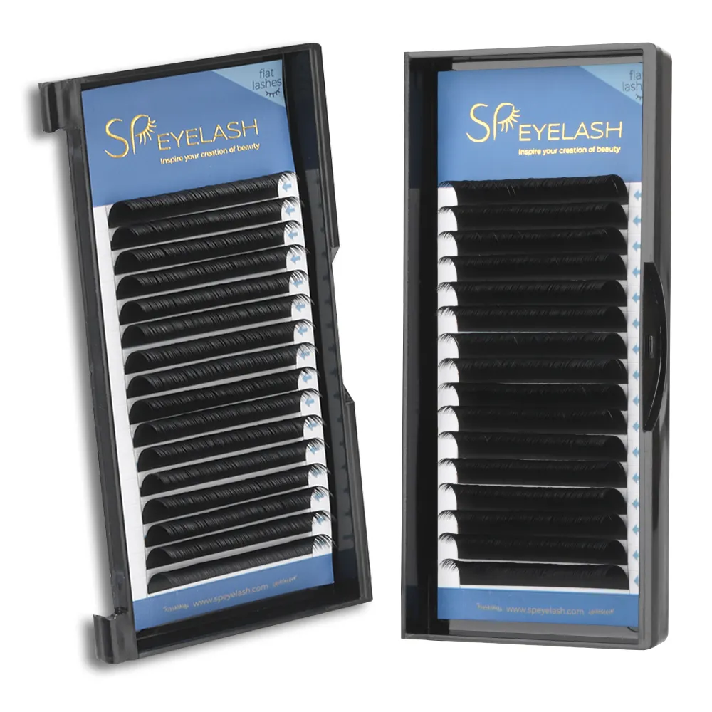 Korea PBT Soft flat lashes blue black flat lashes 0.15mm for professional use with private label
