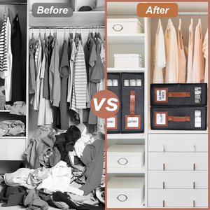 Tấm Ga Trải Giường Tổ Chức Lưu Trữ Với Da Xử Lý Rõ Ràng Cửa Sổ Có Thể Gập Lại Linen Organizer Cho Tấm Khăn Chăn - Product Image 2