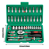 Juego de Llaves de Trinquete de 46 Piezas de Alta Calidad OEM, Juego de Herramientas de Reparación de Automóviles con Llave de Torque de 1/4 de Pulgada