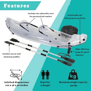 PVC Inflatable Transparent Kayak with See Through Bottom 310*96*50 CM for 1-2 Person Heavy Duty Canoe Boat for River and <b>Pool</b> - Product Image 2