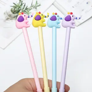 2022 office stationery items best writing colorful plastic pens cartoon elephant shape black ink gel pen